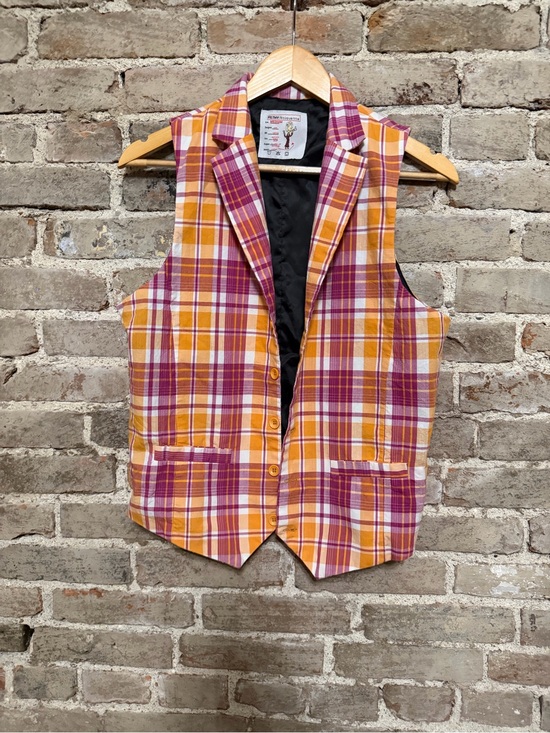 Filthy Etiquette Other - Colorblock Plaid Men's Vest in Orange & Pink - Unbranded